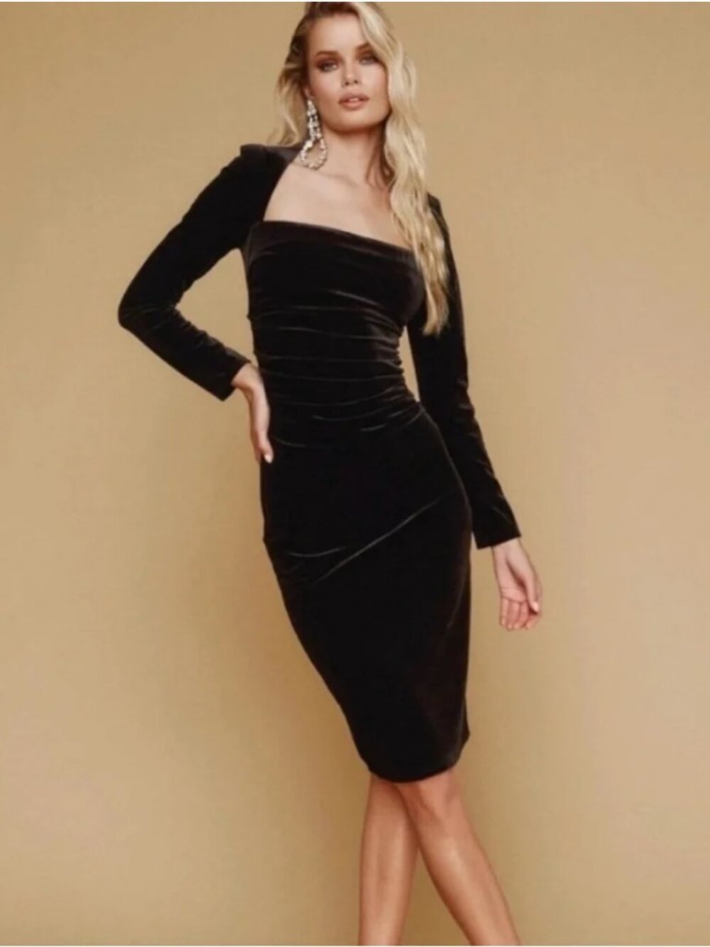 Black Velvet Square Neck Midi Dress, ASTR the Label